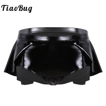 

TiaoBug Women Black Patent Leather High Waist Sexy Mini Shorts Skirts Hot Pants Rave Clothes Nightclub Party Pole Dance Shorts