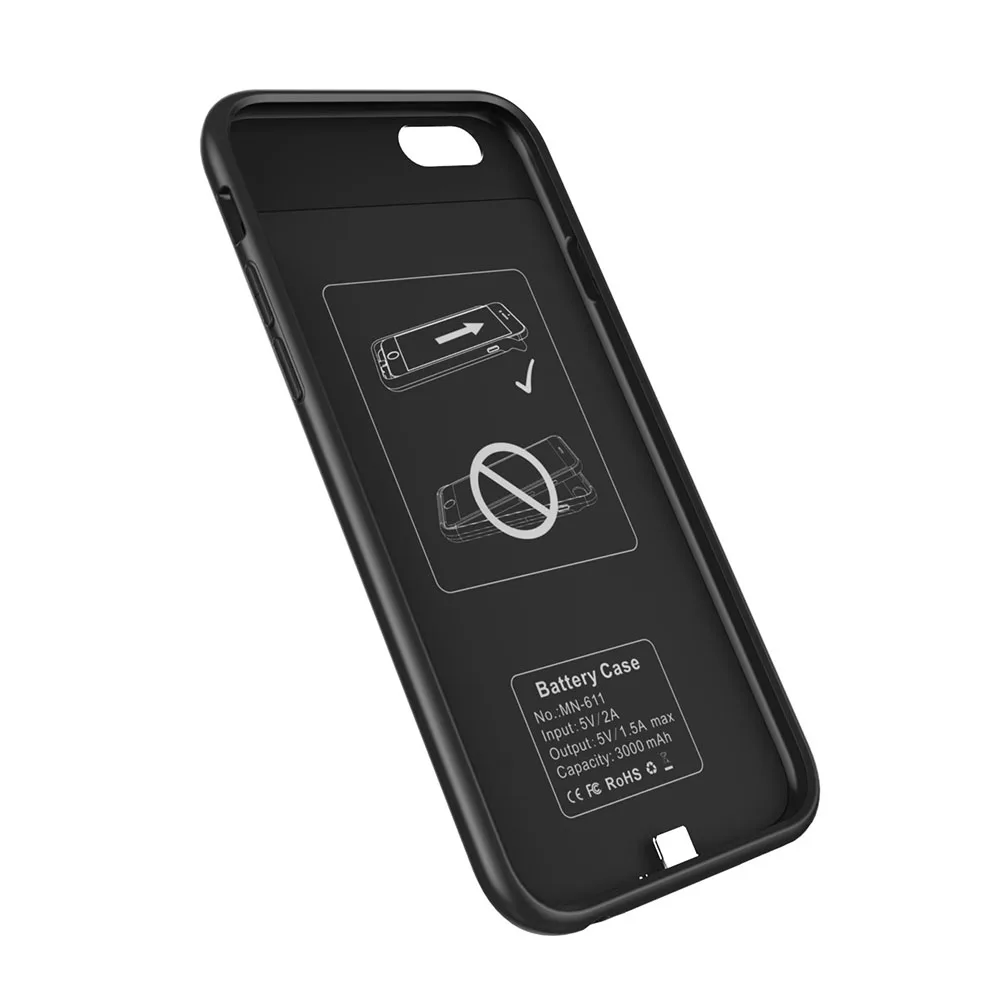 Черный цвет беспроводной для iPhone7/8(3000 мАч) для iPhone 7 8 Plus(4000 мАч) задняя крышка с зажимом для зарядного устройства чехол для мобильного телефона