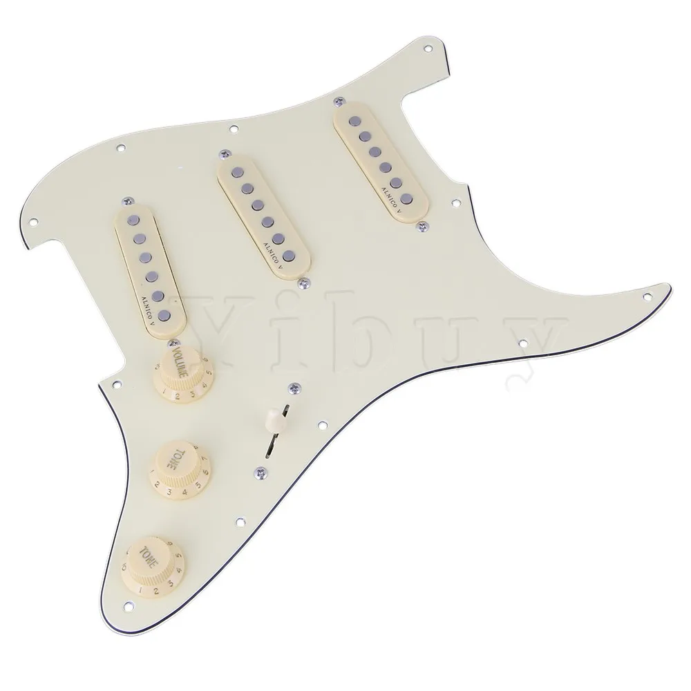 Yibuy 3-ply SSS PVC Pickguard with 33-ply SSS PVC Pickguard with 3 ALNICO V Single Coil Pick V Single Coil Pickups 5-Way Switch Yibuy 3-ply SSS PVC Pickguard with 33-ply SSS PVC Pickguard with 3 ALNICO V Single Coil Pick V Single Coil Pickups 5-Way Switch