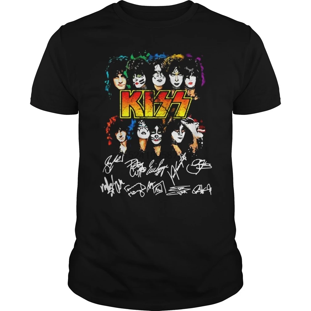

Men T shirt VINTAGE Kiss Band Signatures Shirt Women tshirt