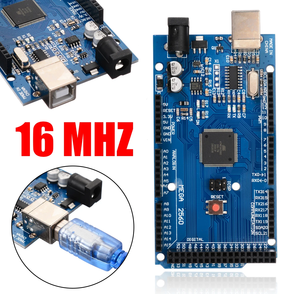 

New MEGA2560 R3 ATmega2560-16AU CH340G Controller Board 2560 Development Board with USB Cable Electrical Equipment