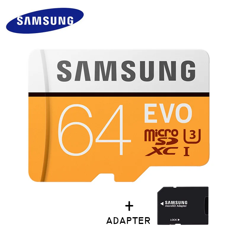 SAMSUNG карта памяти Micro SD card 64 Гб u3 карты памяти EVO Plus 64 Гб Class10 TF карты C10 95 МБ/с. MICROSDXC UHS-1 - Емкость: 64G 100MBs U1yellow