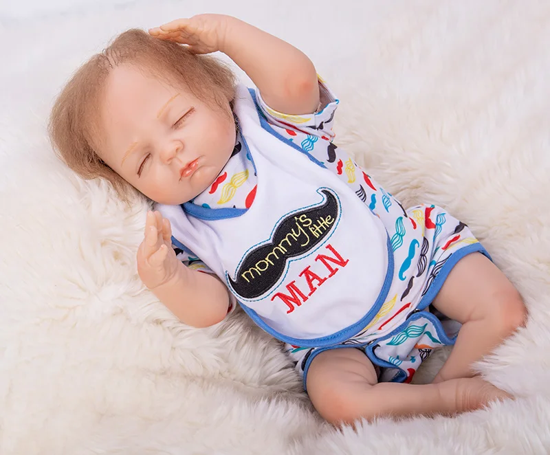 46 см Силиконовая Кукла Reborn игрушка из винила ручная работа закрытые глаза модная