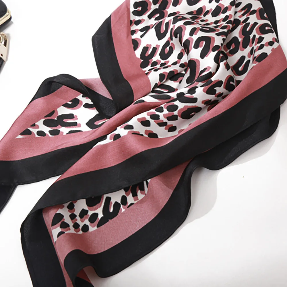 KLV/модные женские туфли саржа сатин бриллиантовые Наручные мягкий шелковый шарф с леопардовым принтом леопард, серый, хаки, розовый, желтый, z0928