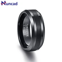 Nuncad 8 мм Мужская черная матовая центр скошенный край вольфрам карбид обручальное кольцо Юбилей обручальные кольца