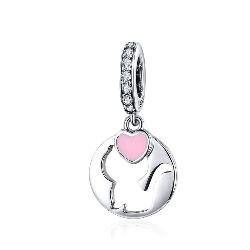 

MOWIMO 925 Sterling Silver Kitty Cat Animal Dangle Charms CZ Bead Fit Original Pandora Bracelets Pendant Jewelry Making BKC1140