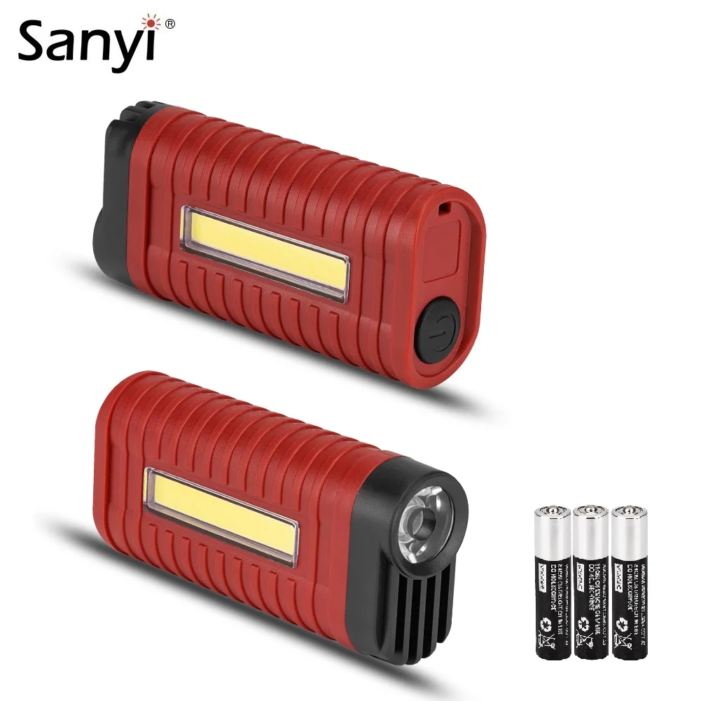 

Multifunctional LED Top Flashlight Side COB Floodlight Metal Clip Pocket Torch 2 Mode COB LED Worklight For Night Auto Repairing
