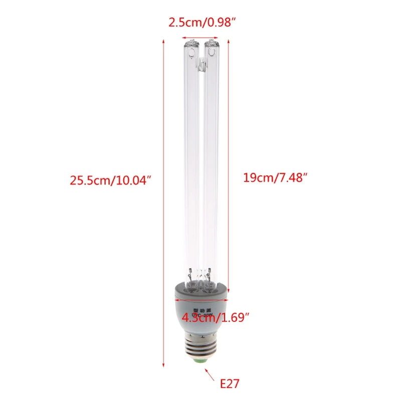 20 Вт E27 AC220V УФ-светильник лампа ультрафиолетовая дезинфекция лампа UVC стерилизация клещей светильник s бактерицидная лампа без озона L15