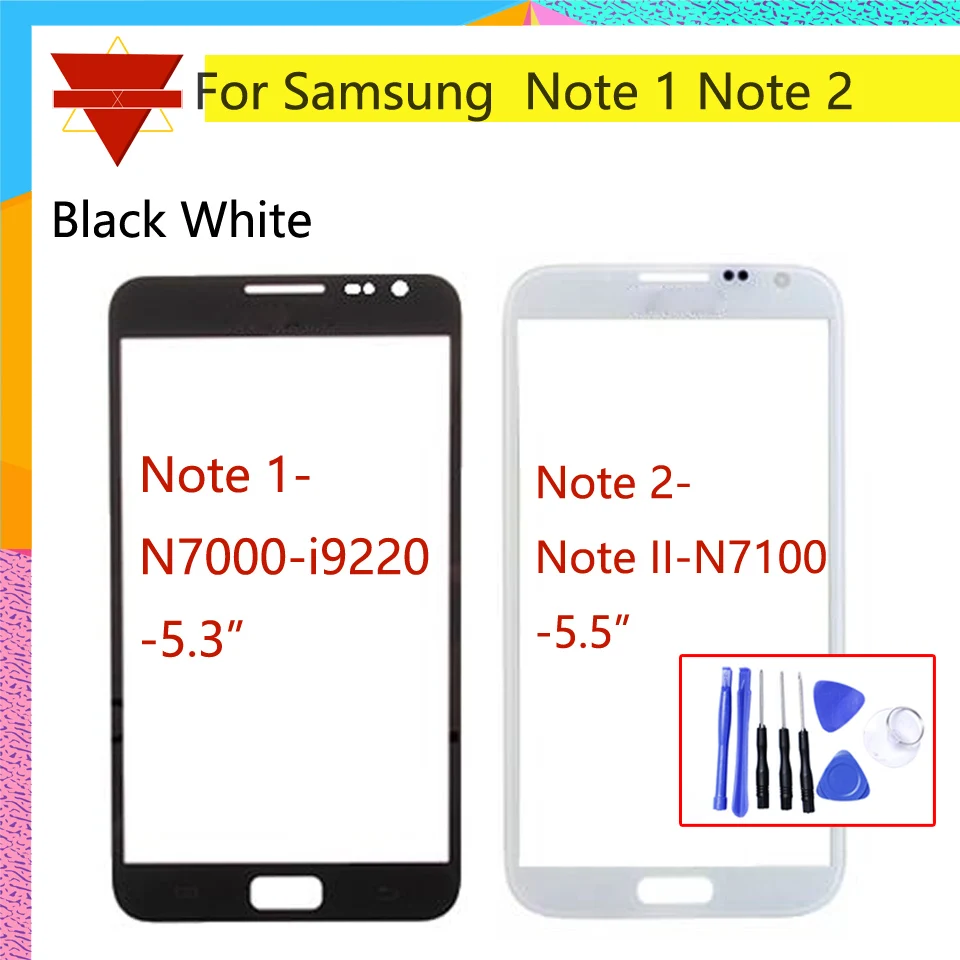 

New touchscreen For Samsung Galaxy Note 1 N7000 i9220 NOTE II Note 2 N7100 Black Front Outer Glass touch Screen Lens Panel Cover