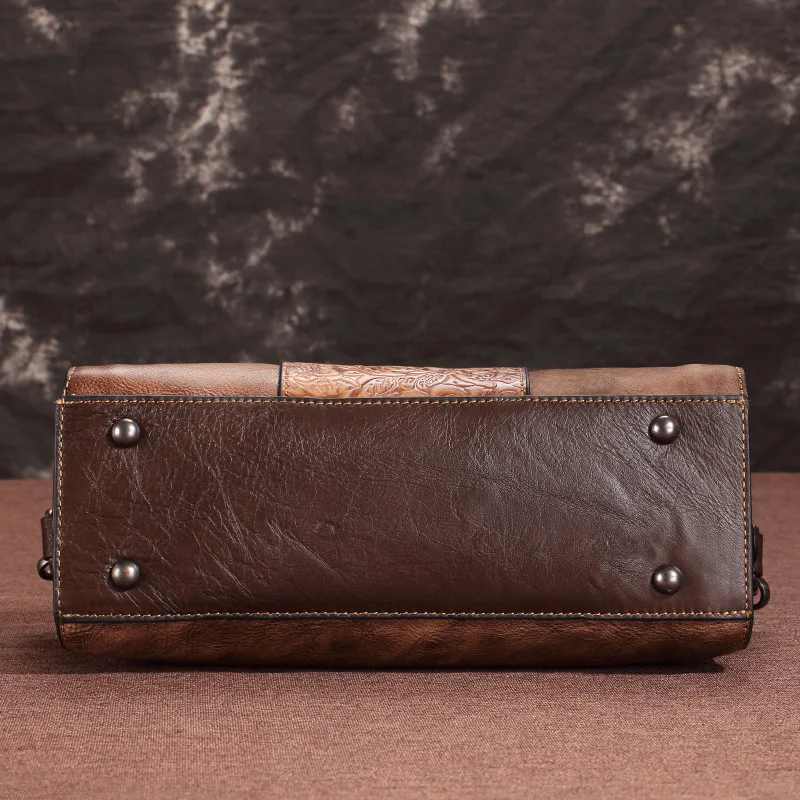 AETOO Leather women's bag, head leather retro craft embossed shell bag, hand-ruby trend hand-held oblique women's bag