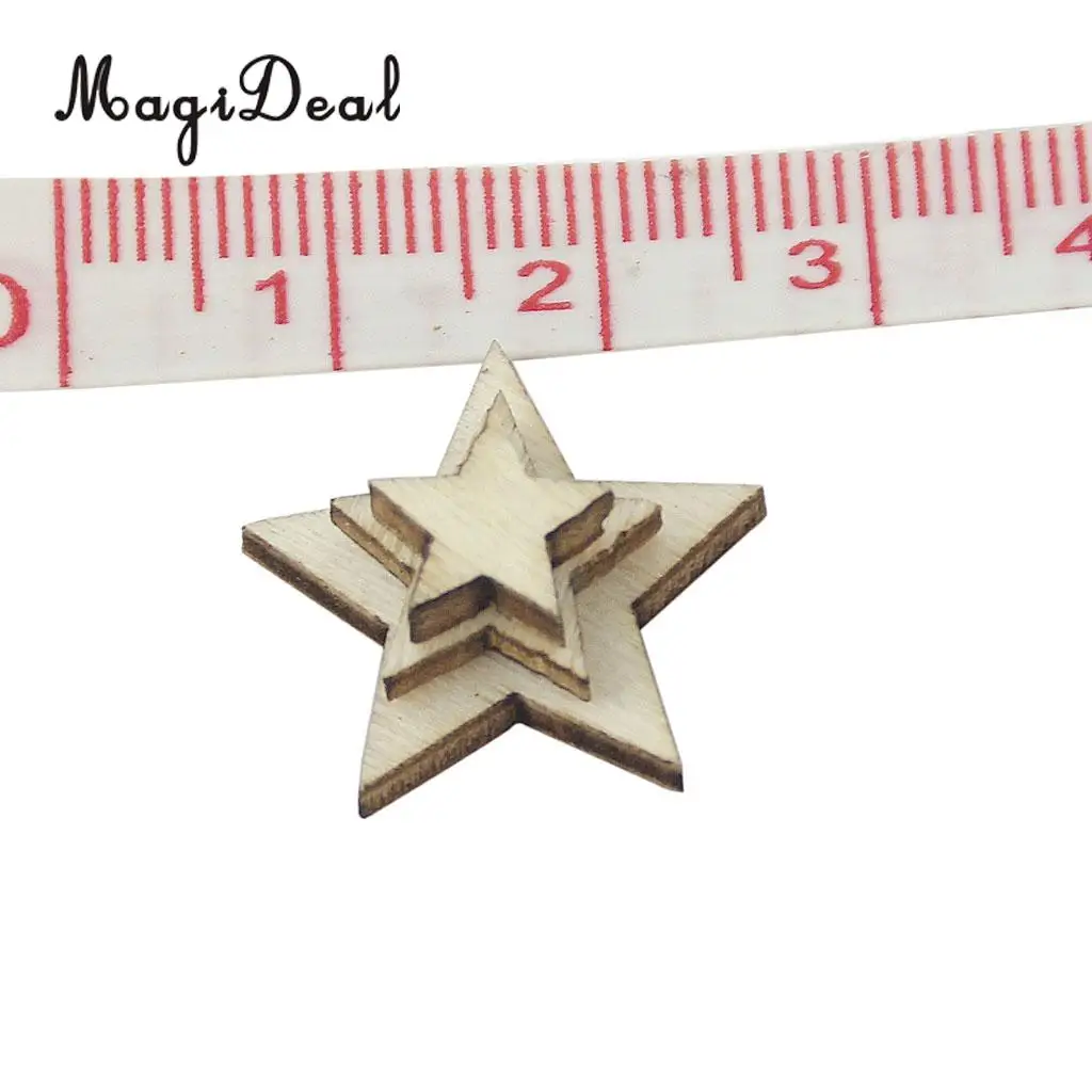 200pcs Rustic Wood Slices Wood Heart Embellishment Star Shapes Wedding Decoration Centerpieces Table Ornaments