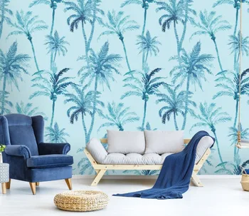 

[Self-Adhesive] 3D Fog Palm Tree Blue 42 Wall Paper mural Wall Print Decal Wall Murals