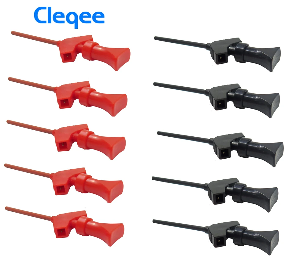 

2018 Cleqee P5003 10Pcs mini grabber SMD IC test hook clip jumper probe Logic Analyzer Testing Accessories