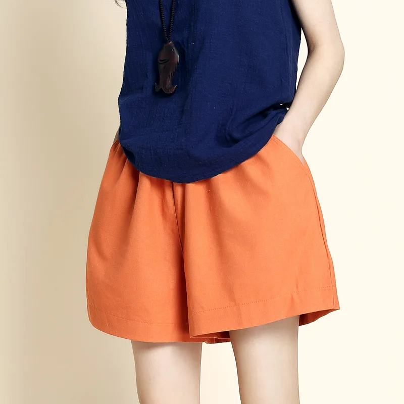 

2018 Summer Women Loose Cotton Linen Shorts Female Harajuku Japanese Casual Large Plus Size Wide Leg Short Pants Leisure Shorts