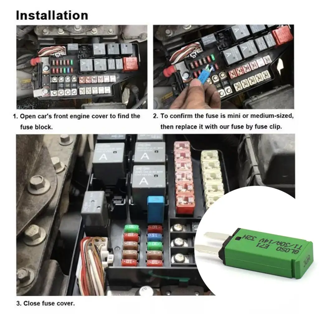 30A 14V DC Car Vehicle Mini Blade Fuse Circuit Breaker Resettable Green F444