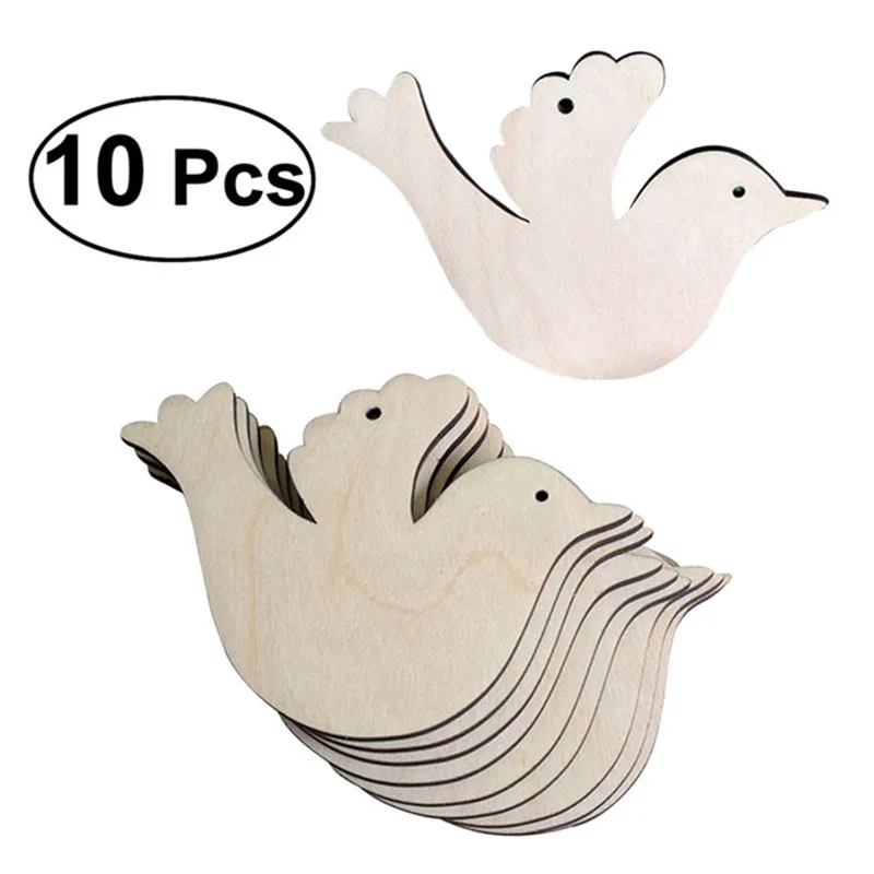 

10pcs/Set Unfinished Wooden Dove Reindeer Gift Tags Decorations Christmas Tree Hanging Ornaments Mini Bird DIY New