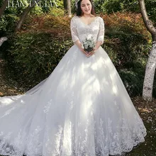 Кружевные платья с коротким рукавом Vestido De Noiva, свадебное платье с шлейфом, на заказ, большие размеры, свадебные тюлевые платья