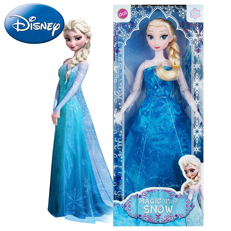 Disney Authentic Frozen Snow Doll Girl Stuffed Toys Elsa Anna Princess Plush Doll Dressing Toy Kids Cartoon Birthday Gift Child