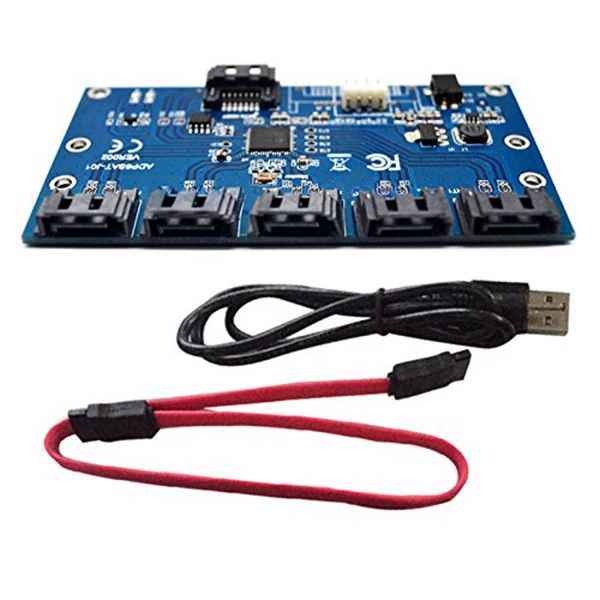 Адаптер SATA 1 на 5 портов Конвертер SATA порт мультипликатор Riser Card Hub