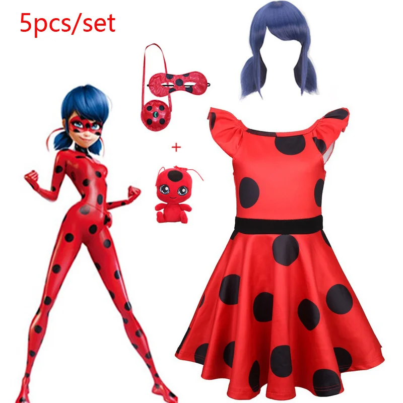 

Lady Bug Birthday Party Dress Marinette Ladybug Halloween Cosplay Costumes Clothing Kids Girls Clothes Dress Christmas Costume