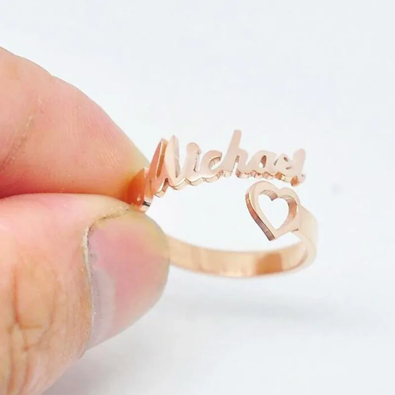 Изготовленное на заказ кольцо в форме сердца спиральное кольцо для женщин Регулируемый размер Золотое кольцо из нержавеющей стали модное женское обручальное кольцо BFF