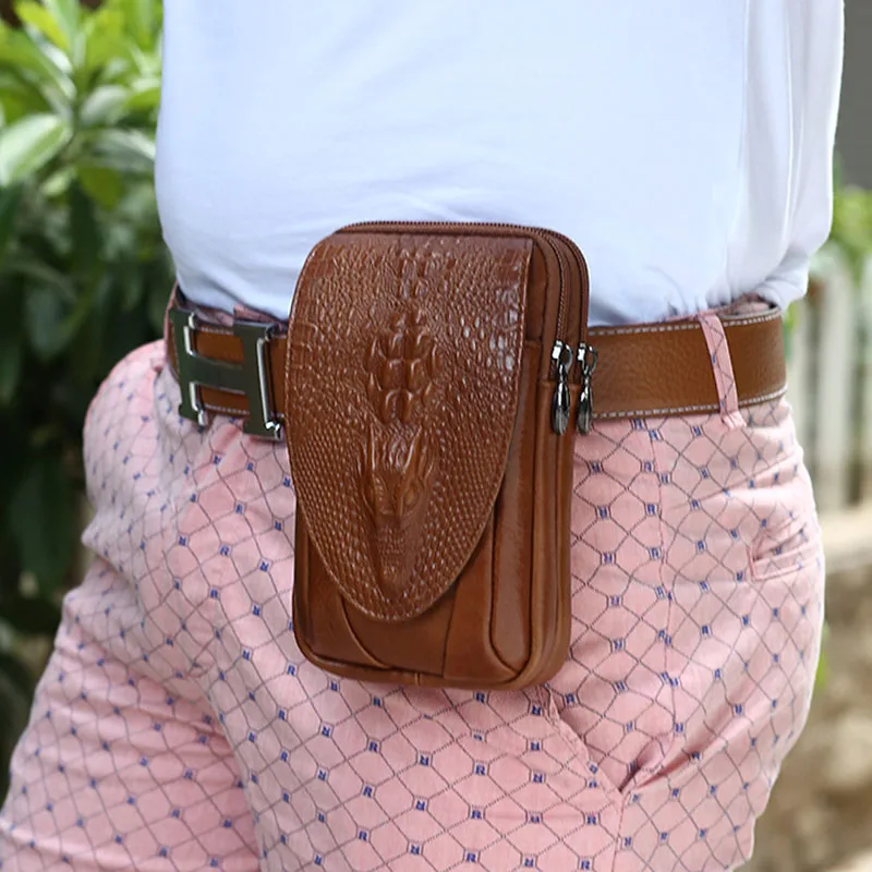 Новинка мужской ремень из натуральной кожи под крокодиловую кожу|fanny pack|pocket hip