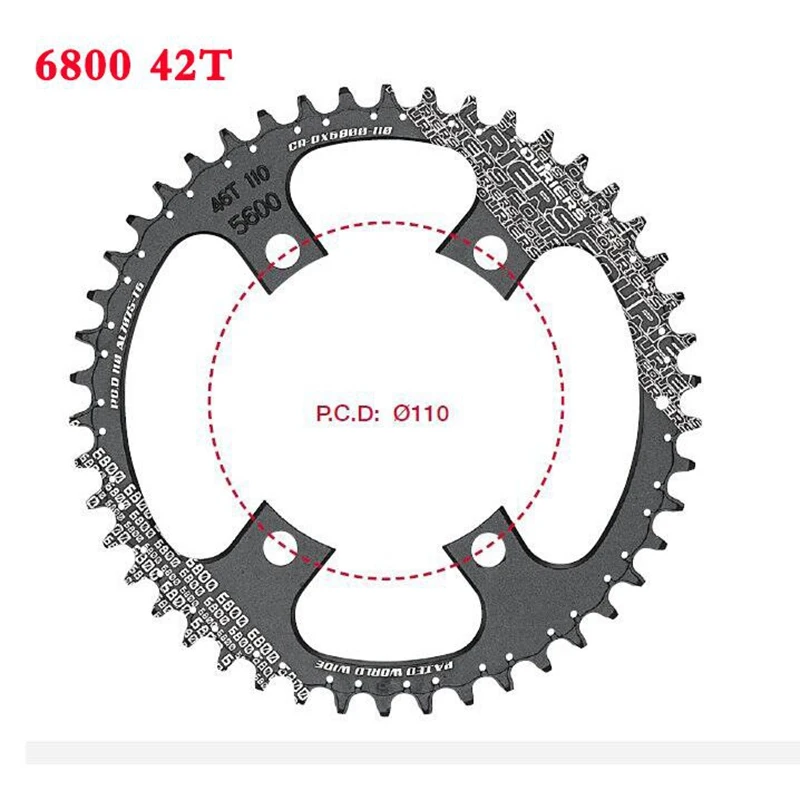 Fouriers велосипедная Одиночная цепь BCD 110 42t 46t 48t Узкие Широкие зубья подходит для 105 5800 Ultegra 6800 11 скоростная 11 s шоссейная велосипедная цепь - Цвет: 6800 42T black