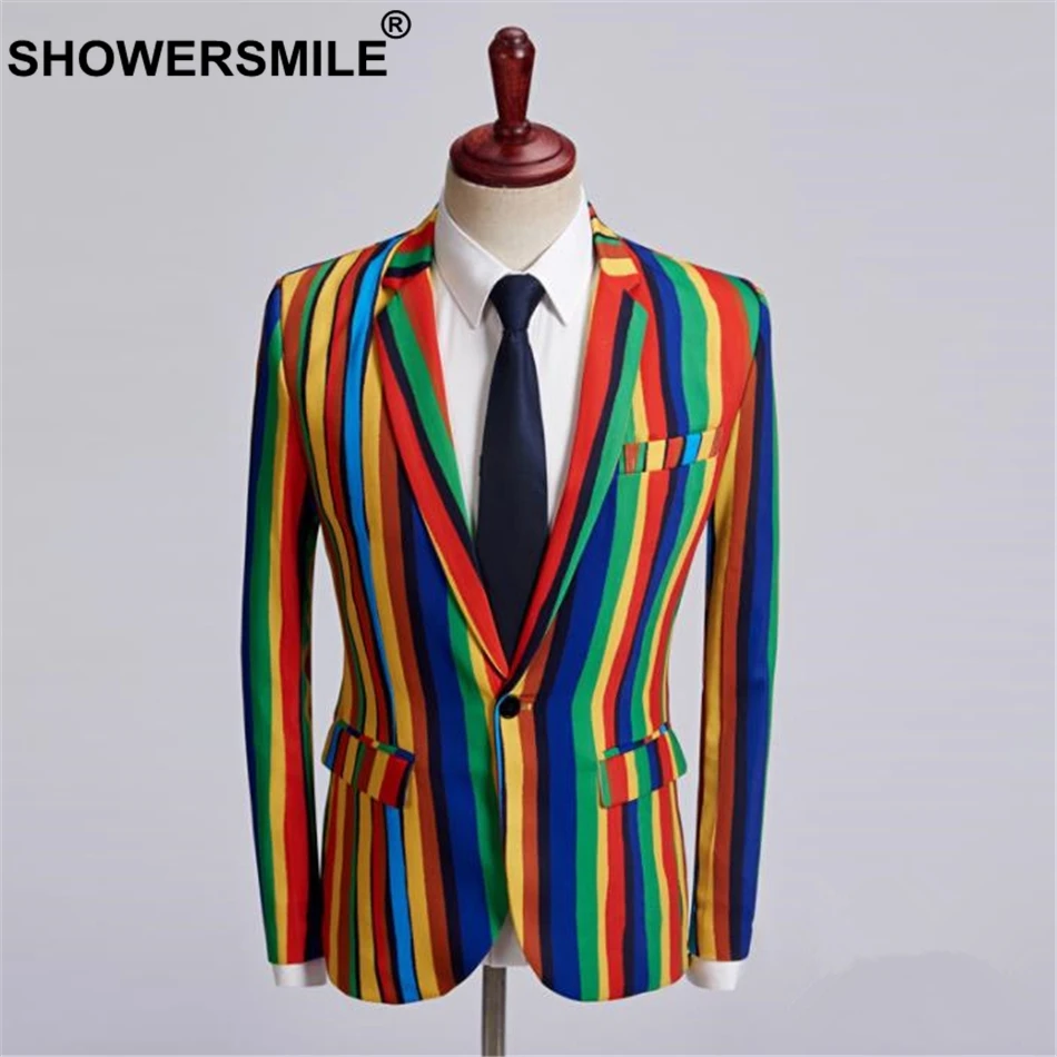 SHOWERSMILE Mens Fashion Print Blazer Male Singer Jacket Casual Slim Fit Plus Size 5XL British Design Mens Stage Suit Jackets