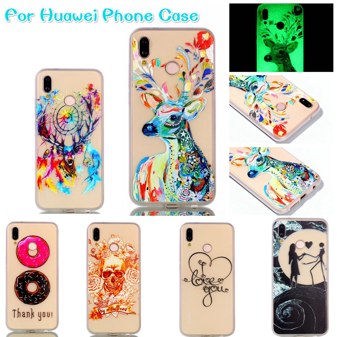

Fashion Cover For Huawei Huawa P20 P Lite P10 Plus Pro Luminous Fundas Thin TPU Soft Phone Case For Honor 10 9 8 Lite Capa Caso