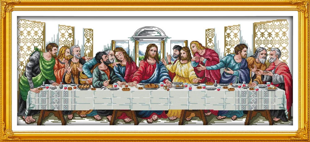 

The Famous Last Supper Printed Canvas DMC Counted Cross Stitch Kits printed Cross-stitch set Embroidery Needlework