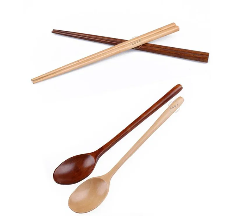 Environmental wooden spoon chopsticks two-piece suit Japanese Korea style portable tableware children nice dinnerware free ship | Дом и сад