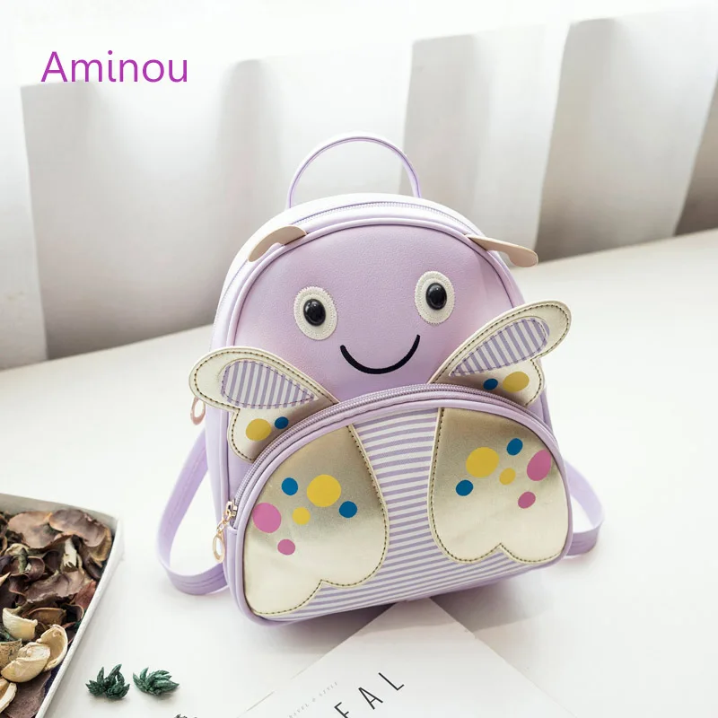 Aminou/Новинка года; Детские рюкзаки из искусственной кожи с рисунком пчелы; мини-детская школьная сумка для подростков; для девочек и мальчиков; высокое качество; Bolsas - Цвет: Purple