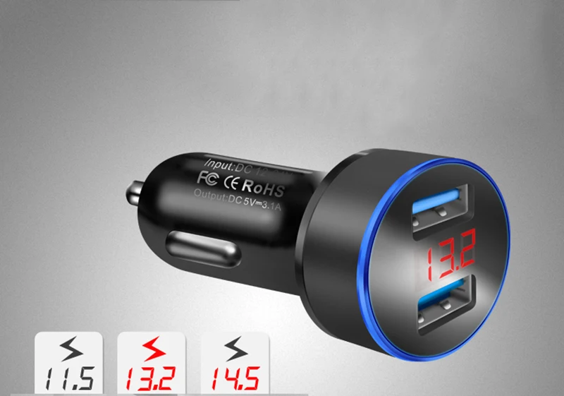 AMEEC Mini Car Charger 5V 2.1A + 1A Dual USB Car-Charging Mobile Phone Charger In Car With Retail Package Auto Charger (1)