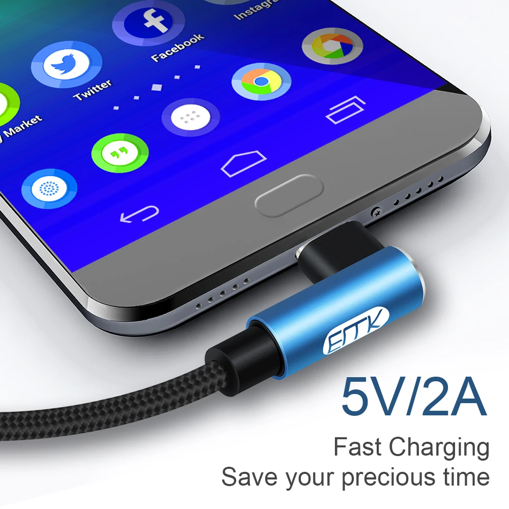 EMK USB Type C кабель 90 градусов зарядное устройство Шнур 2A для быстрой передачи данных