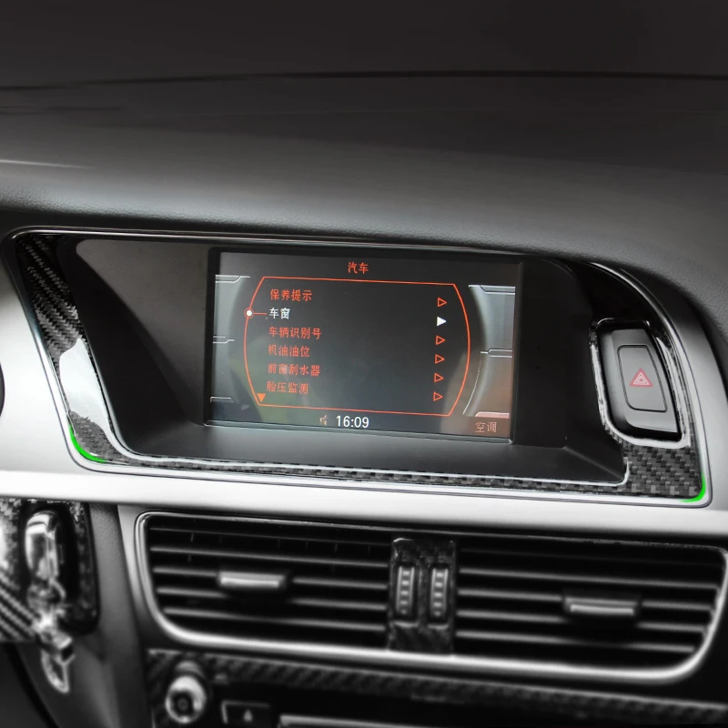 Стайлинга автомобилей углеродного волокна центр gps навигатор Внешняя рамка Накладка для Audi A4 B8 2009 2010 2011 2012 2013