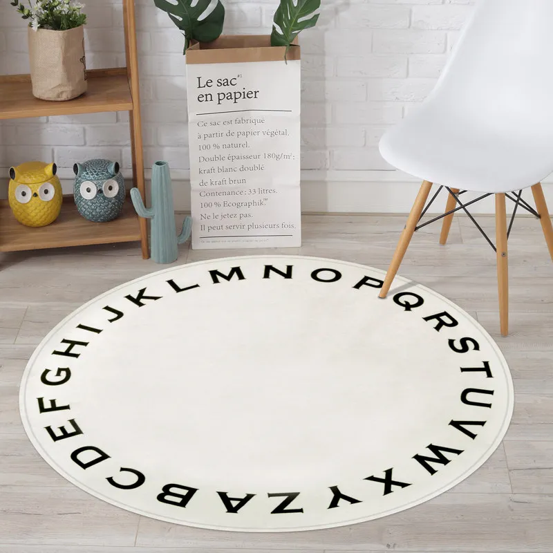 

Children Letters Round Carpet Education Carpet Kids Room Computer Chair Round Rug Cloakroom Floor Mat Home Entrance Doormat