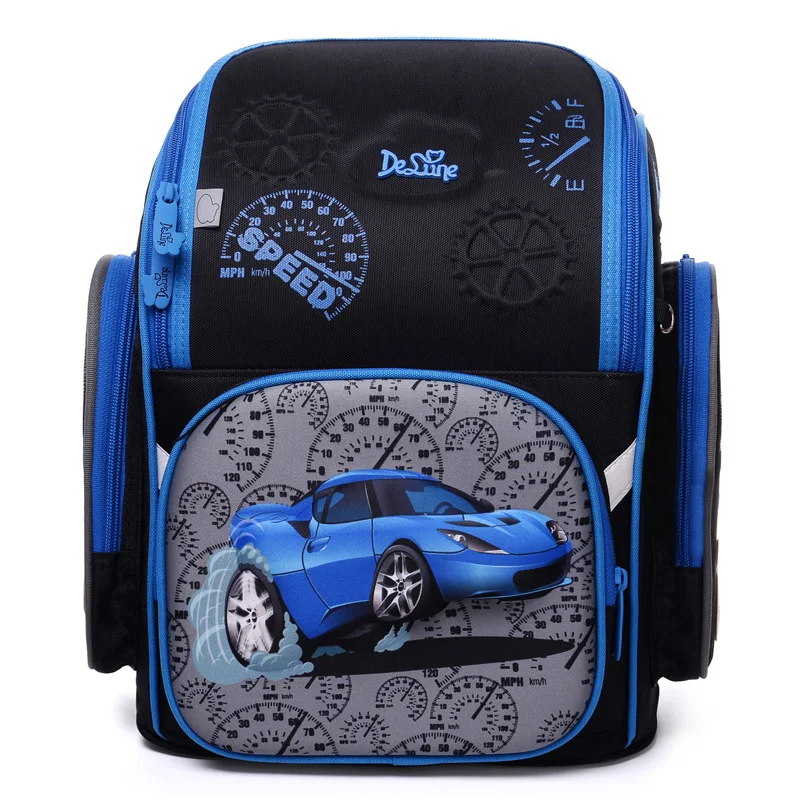 Delune, все серии, школьные ортопедические рюкзаки для мальчиков, детские школьные сумки, рюкзаки с принтом машин для мальчиков - Цвет: 6-103