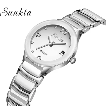 

4 NEW Fashion colors SUNKTA Brand relogio Luxury Women's Casual watches waterproof watch women fashion Dress Rhinestone watch