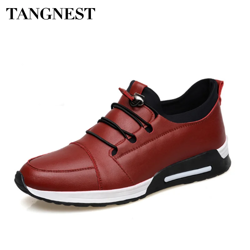 

Tangnest 2018 Men PU Leather Casual Shoes Solid Slip-on Height Increased Flats For Male Leisure Footwear Man Loafers XMR2421