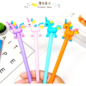 

4Pcs/lot Cute Gel Pens Korean Cartoon Creative Rainbow Unicorn Pen Student Writing Office Stationery Black Ink Pen