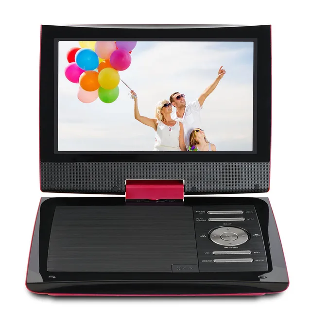 9 Inches Portable DVD Player Swivel Screen Digital Multimedia Support SD Card U Disk Playback AV OUT w/Headphones Remote Control