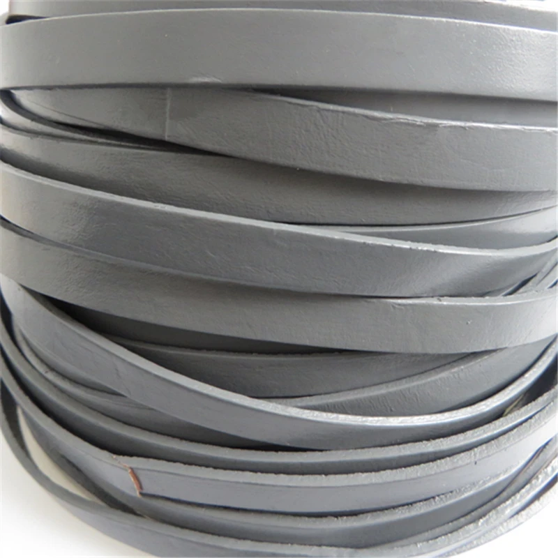 

1 Meter Real Genuine 10*2mm Flat Silver Oil Paint Leather Cord For DIY Fittings