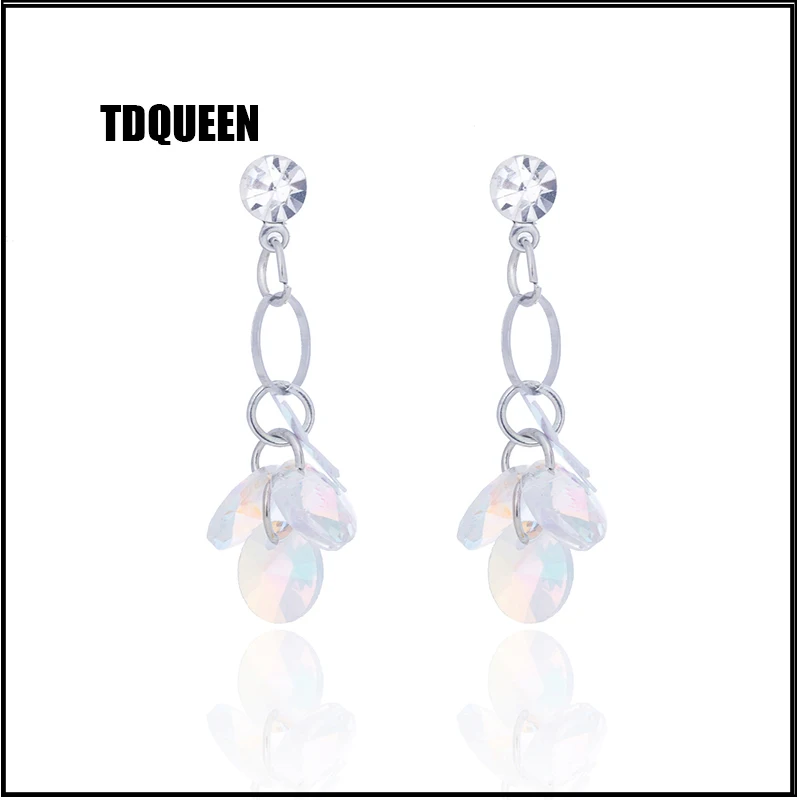 

TDQUEEN Crystal Dangle Earrings Cubic Zirconia Trendy Style Ear Jewelry Fashion Gift Brinco Rhinestone Statement Drop Earrings