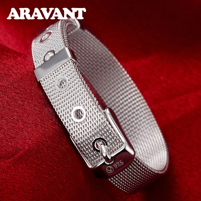 Серебряные ювелирные изделия 925, модный сетчатый Браслет и браслет для женщин и мужчин, браслеты высокого качества, серебряные ювелирные изделия