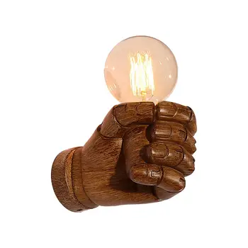 

Retro Left hand fist resin wall lamp Loft industrial wind decoration antique wall lamp E27 screw interface