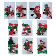 Cute Girls Hair Clips Christmas Santa Claus Design Hair Pin Set Children Hairpin Princess Hair Accessories