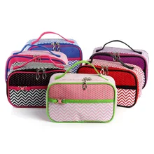Waterproof makeup bag synthetic leather wave pattern cosmetics storage organizer pouch square cosmetic tote bag