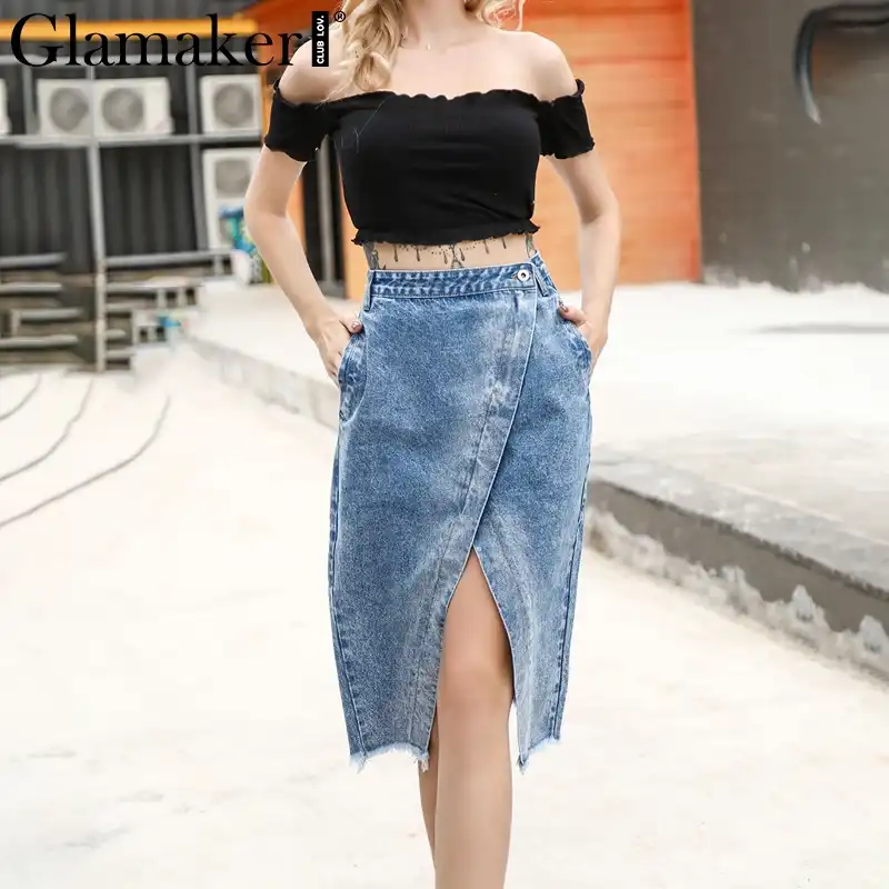 jean skirt club outfit