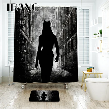 

IBANO Batman Shower Curtain Waterproof Polyester Fabric Bath Curtain For The Bathroom With 12 pcs Plastic Hooks Floor Mat
