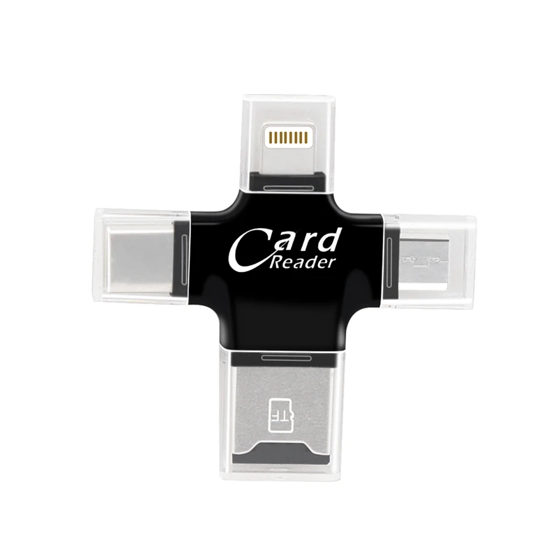 Кардридер Micro SD Kismo 4 в 1 картридер Lightning/Type C OTG для iphone 6 7 8 Plus Samsung S8 S9 OnePlus 5